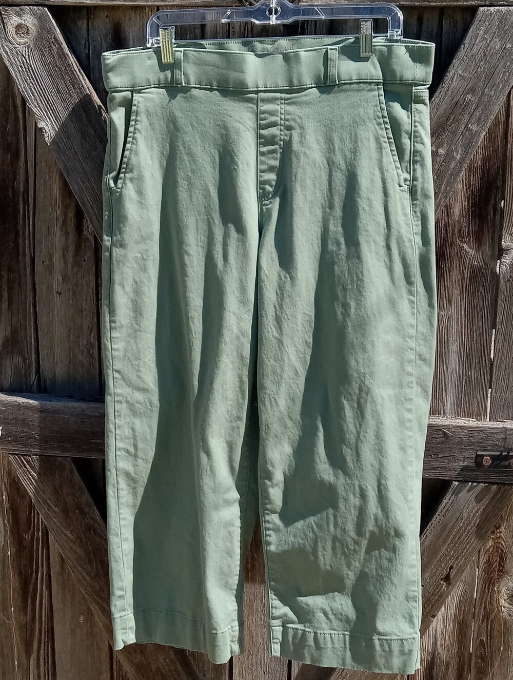 NWOT Gloria Vanderbilt Shape Effect Wide Leg Pull-on Crop Jeans, Sage Green, 14